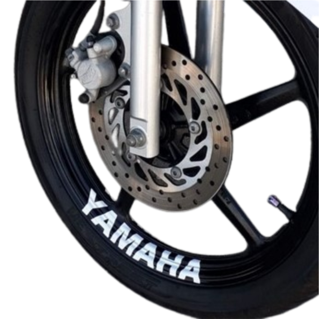 8 Adesivos Yamaha Branco Para Roda De Moto Liga Leve