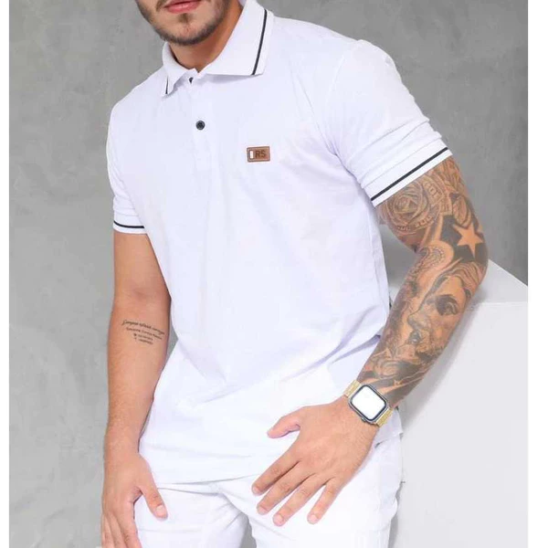 camiseta masculina adulto algodão moda gola polo masculino