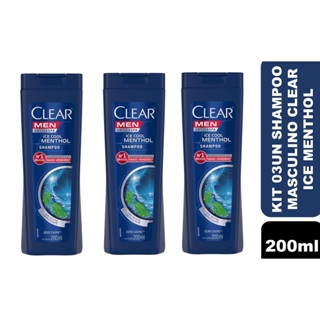 Kit com 03un Shampoo Anticaspa Clear Men Ice Cool Menthol 200ml em Oferta na Shopee