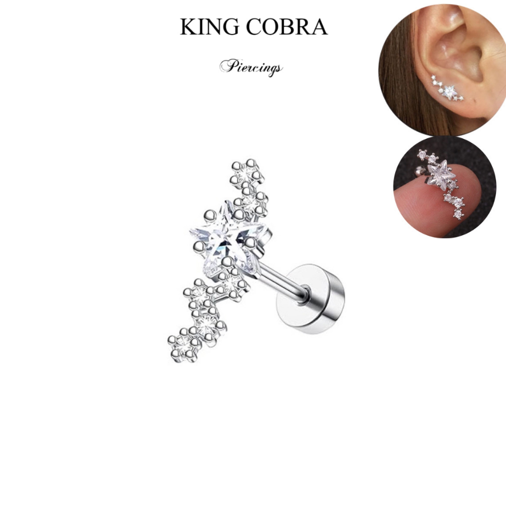 Piercing orelha Helix Aço cirurgico inox tragus cartilagem zircão KB212