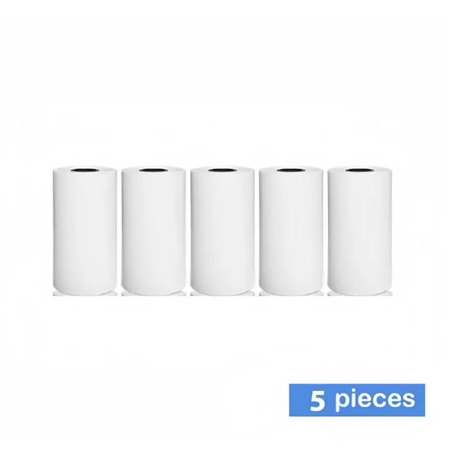 Imagem Kit 5 Bobina Etiqueta Térmica 57x30mm Branco Rolo Para Mini Impressora Portátil a Prova De Água
