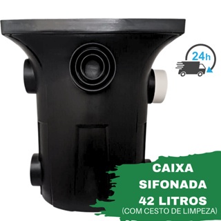 caixa De Gordura Sifonada Grande Mallton 42L Com Cesto De Limpeza