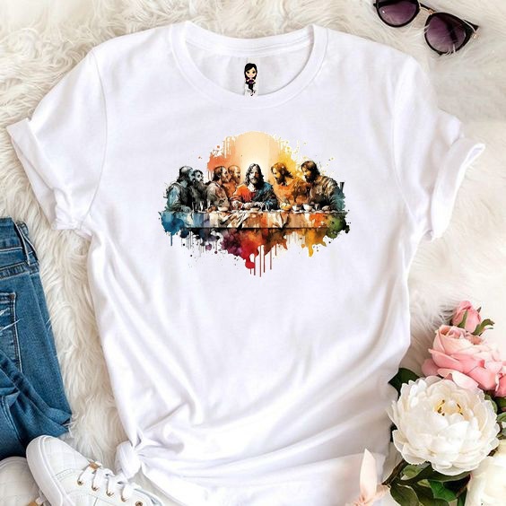 Camiseta Branca Adulto Santa Ceia Ultima Ceia Modelos