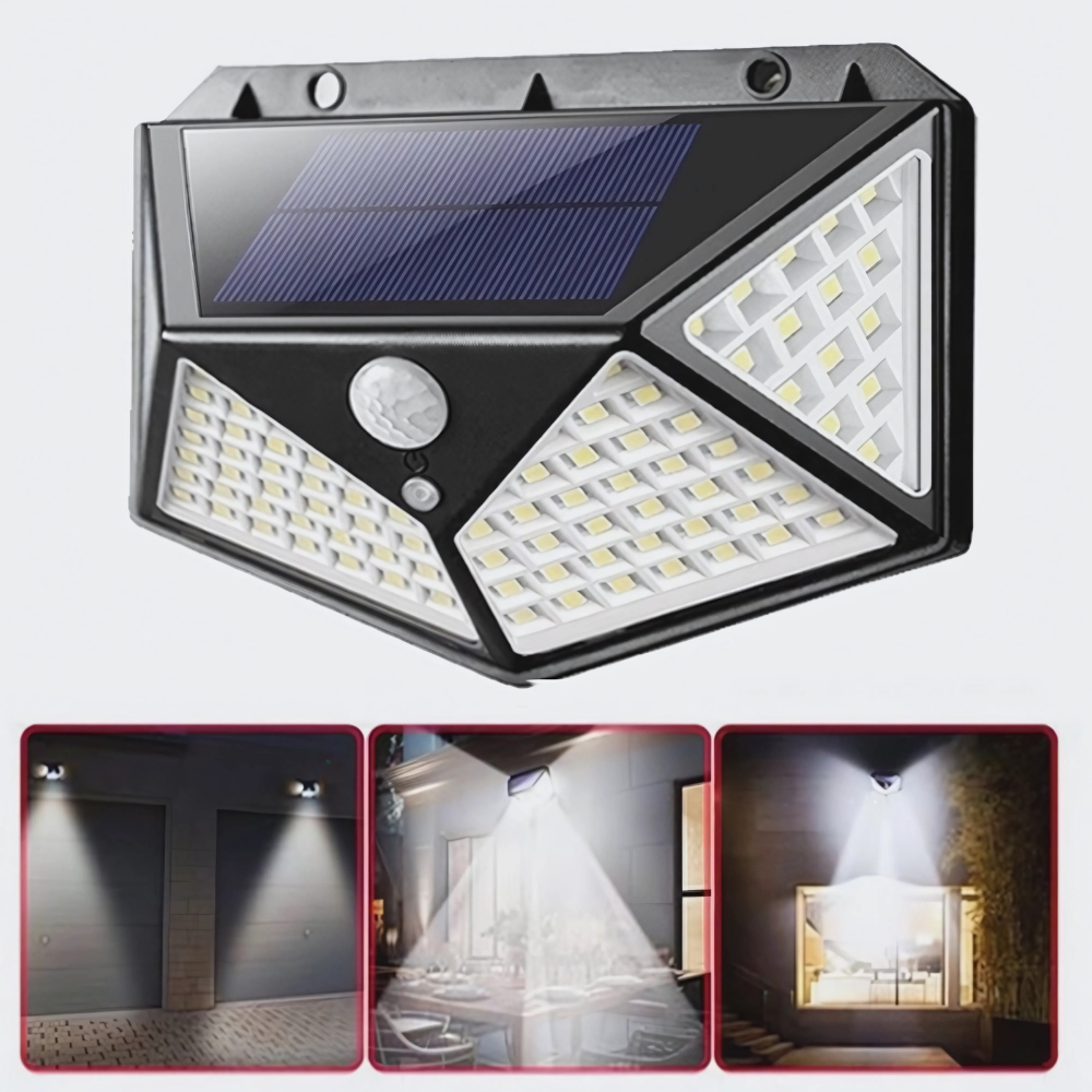 Luminária Com Carregamento Solar 100 LEDS com Sensor de movimento À Prova D`Água para Jardim Área Externa
