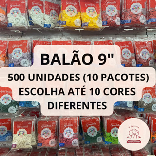 Balão Bexiga para Festa 9 polegadas 500 unidades Redondo Pic Pic 10 Pacotes em Oferta na Shopee