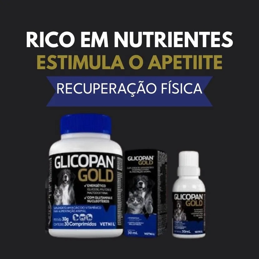 GLICOPAN GOLD SUPLEMENTO ENERGÉTICO PARA RECUPERAÇÃO RÁPIDA EM CÃES,GATOS, AVES. — imagem 2 de 2