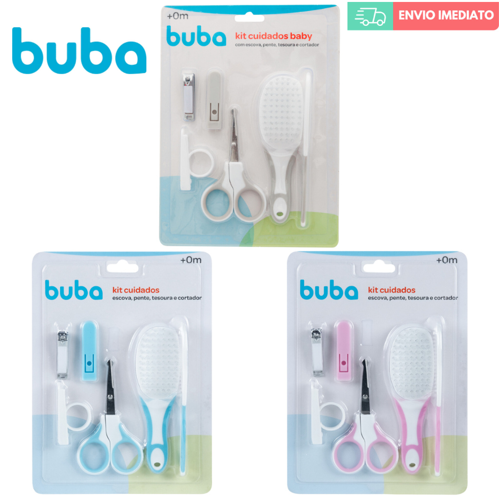Kit Buba de Higiene e Cuidados com o Bebê - Escova, Pente, Tesoura e Cortador