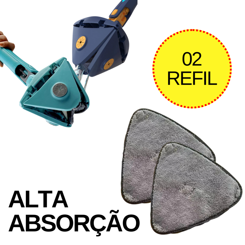 Rodo Mop de Limpeza Triangular 360 com 02 Refil em Oferta na Shopee