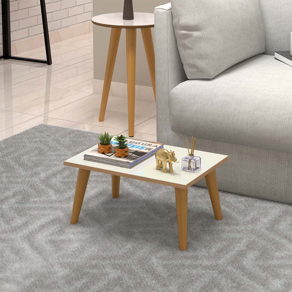 Mesa de Centro Retangular 50cm Pés Palitos Moderna