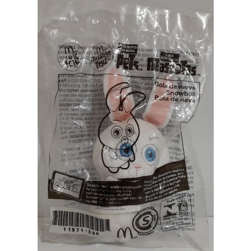 Boneco Pelúcia Bola de Neve (Snowball) Lacrado - Pets: A Vida Secreta dos Bichos - McDonald's 2016
