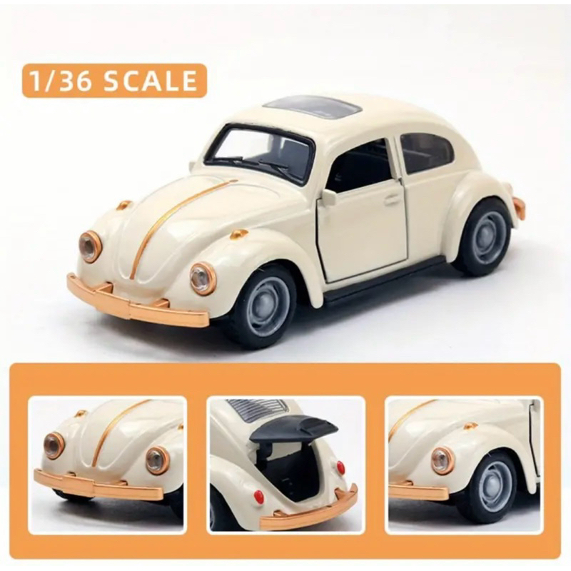 Carro de Ferro Fusca Miniatura Carrinho de Metal Ferro Colecionador, Abre Portas e Porta Malas