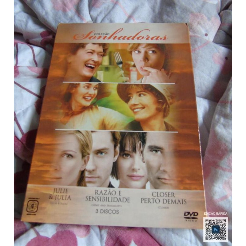 sonhadoras 3 DVDs usados Julie & Julia razão e sensibilidade closer perto demais