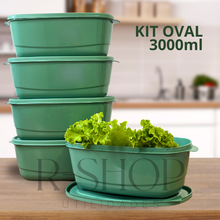 Kit 05 Potes 3 litros Herméticos Saladeira Grande Plástico Cores Alta Vedação Cozinha Alim...