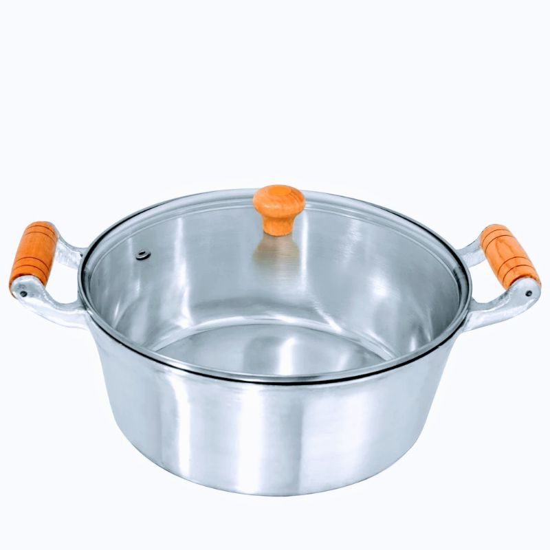 Panelas Grandes N 30,28,26,24  Tampa de Vidro Alumínio Batido Fundido Grosso 6, 5, e 4  litros Caçarolas, utensílios em Oferta na Shopee