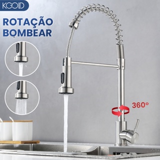 Torneira Cozinha Gourmet Monocomando Com Spray Extensor 304 Inox (Bancada) KGOLD em Oferta na Shopee