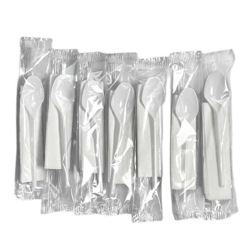 Colher Sobremesa embalada com guardanapo 100 Unidades em Oferta na Shopee