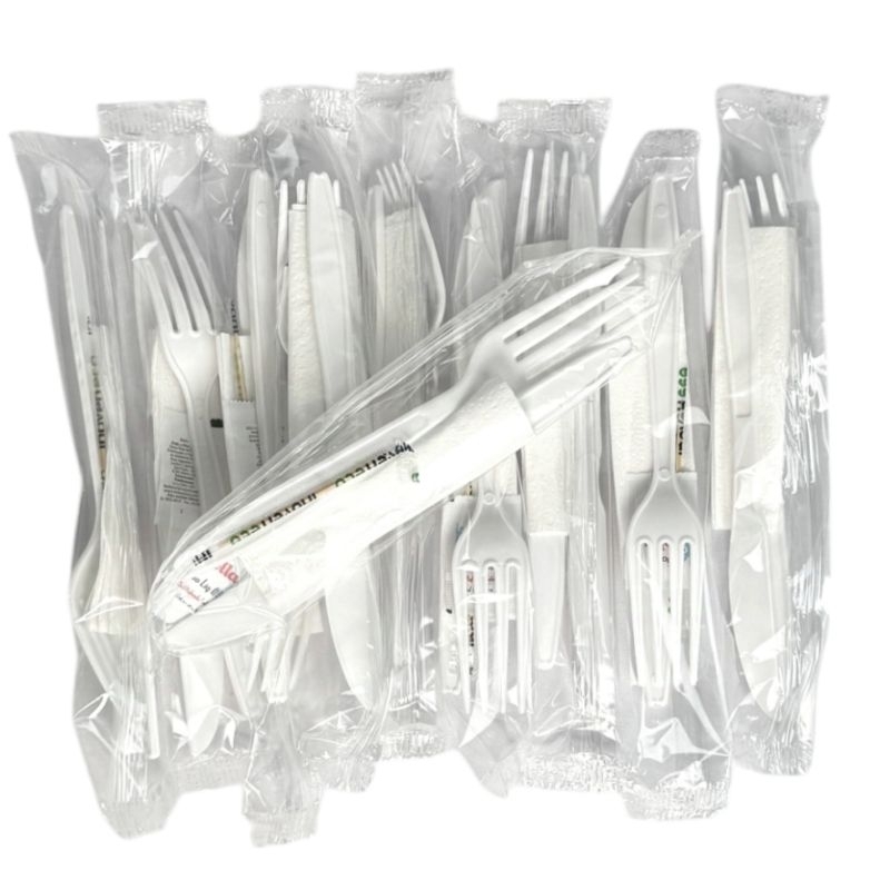 Kit Refeição Premium Garfo, Faca, Sal, Palito e Guardanapo EMBALADOS  50 Unidades