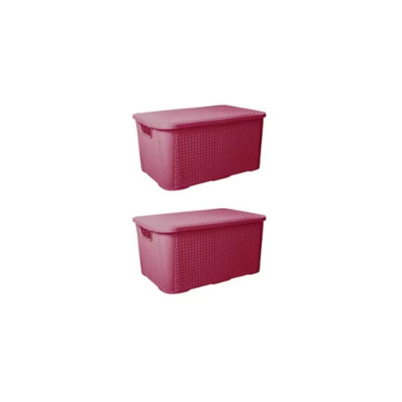Kit 2 Caixas Organizadoras Rattan 18 Litros Bordo e várias cores disponíveis Com Tampa Organizador Multiuso