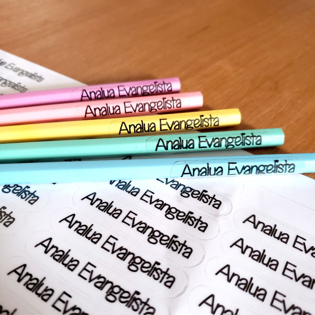 Adesivos Vinil Transparente 5x1cm Ideal para Lápis, Canetas, Estojos Volta às Aulas etiqueta Escolar