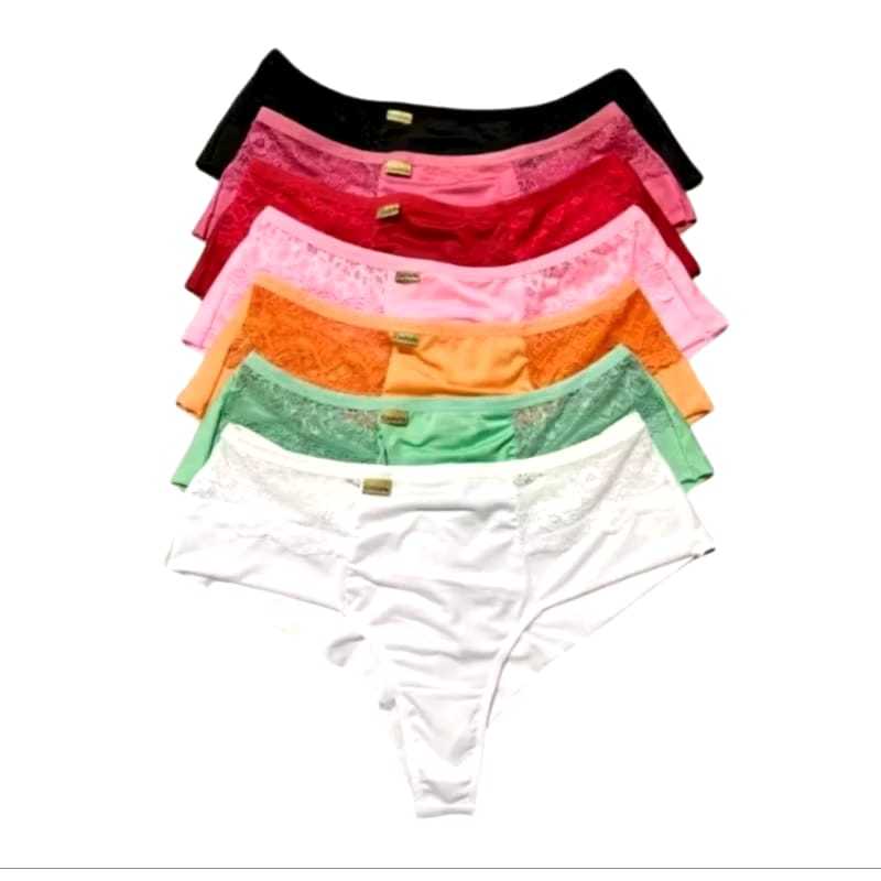 Kit 5 Calcinha Plus Size Fio Duplo com Renda na Lateral Pala Larga Adulto Feminina Lingerie em Oferta na Shopee