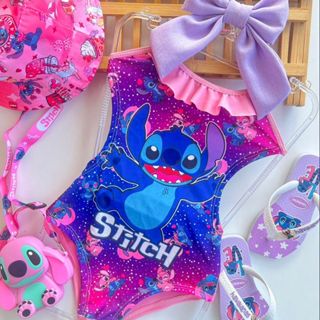 Maio Infantil Divertidamente Stitch Azul Rosa Biquini Infantil Stitch  Divertidamente Maio Verão Praia Temático Proteção em Oferta na Shopee
