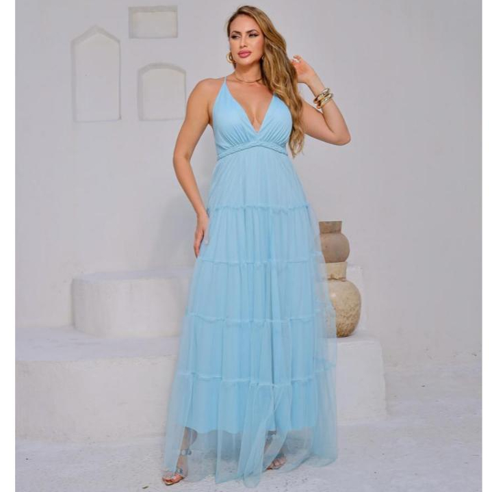 Vestido de festa de casamento madrinha formatura elegante convidada com trançado — imagem 2 de 2