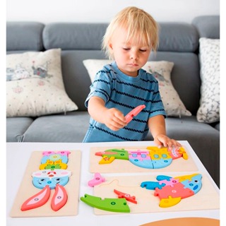 Quebra Cabeça Numerado Infantil 3D Animais Dinossauro Avião Foguete Divertido 3 anos em Oferta na Shopee