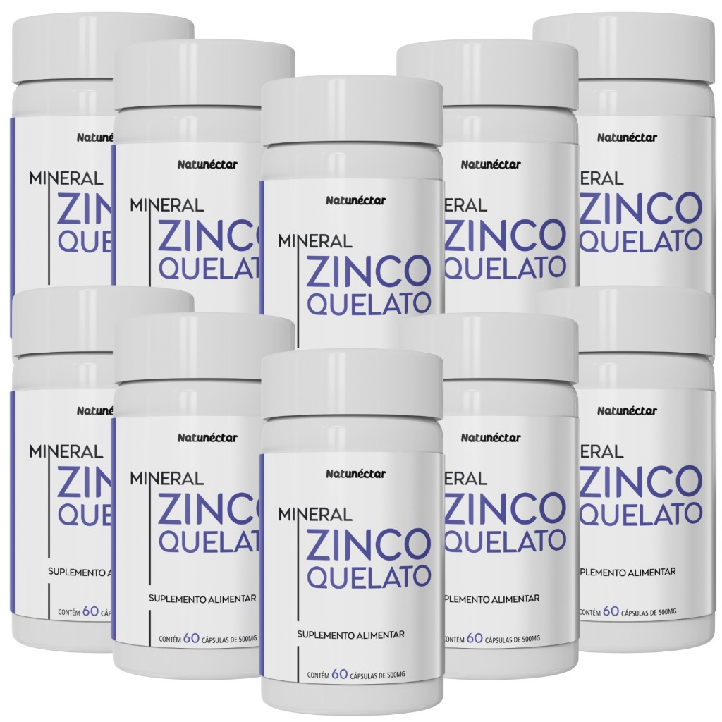 Combo Atacado 10 Unidades Zinco Quelato - Saúde Imunidade Total 600 cápsulas – Natunéctar