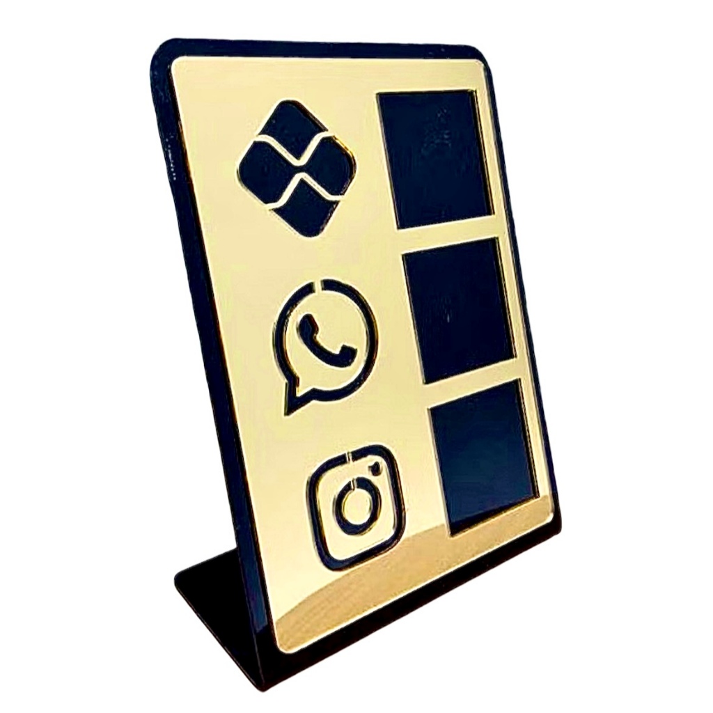 Placa Display 3 Em 1 Whatsapp Pix Instagram Pagamento via QR Code