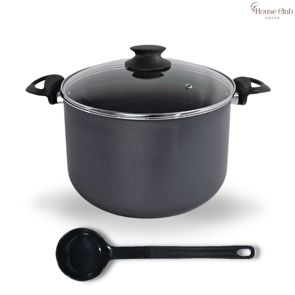 Caldeirão 26 cm GIGANTE Com Tampa de Vidro Antiaderente Com 5 Camadas De Teflon Cor Preto Grafite em Oferta na Shopee