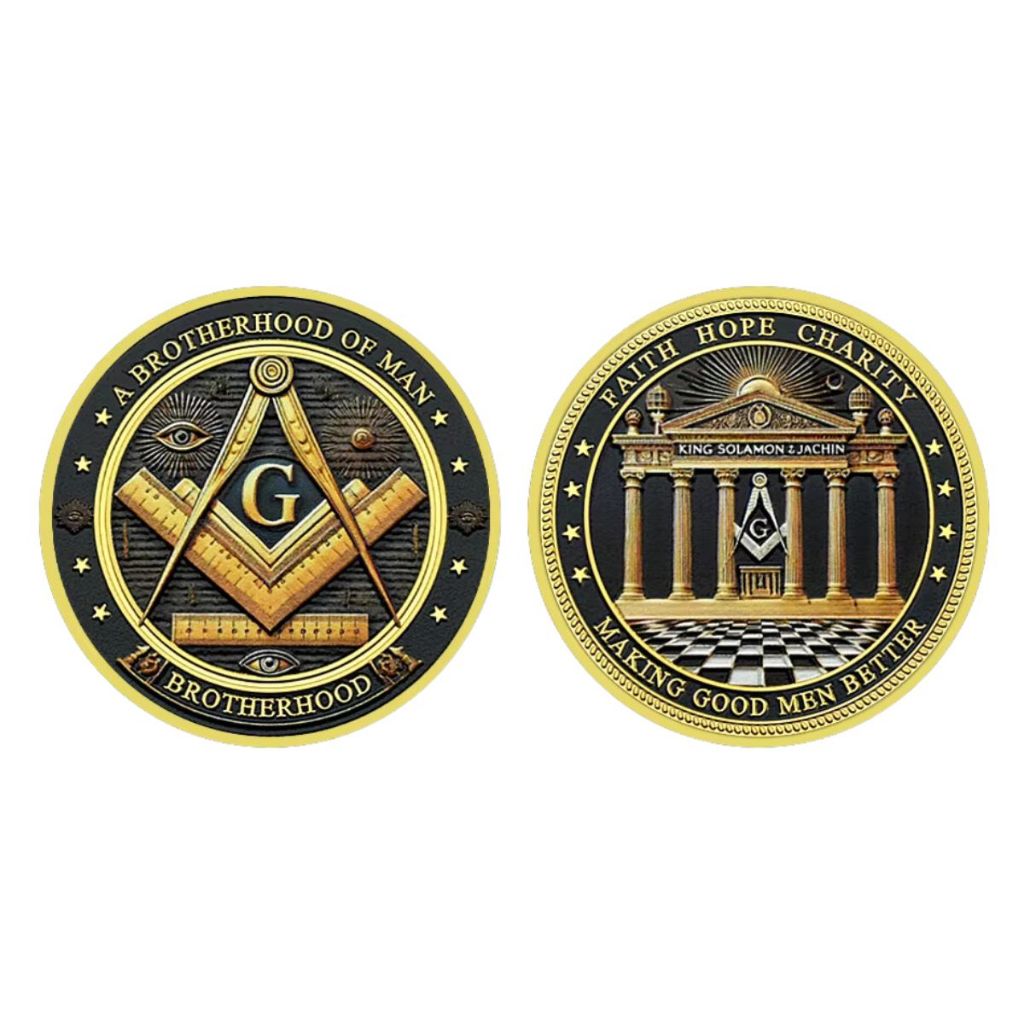Moeda Maçonaria Maçom Freemason Esquadro Compasso Fraternal