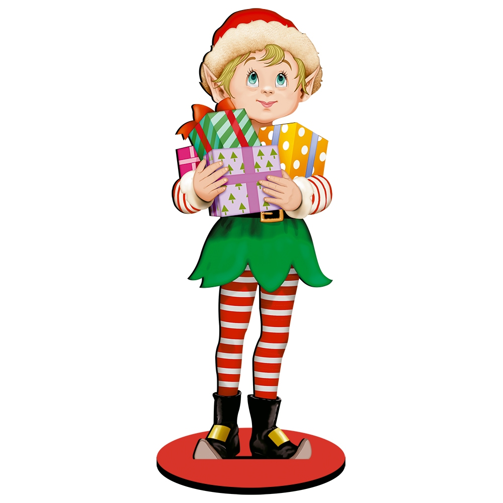 Enfeite De Mesa Decorativo Duende Com Presentes E Pedestal Natal Decoração Diferente Natalina