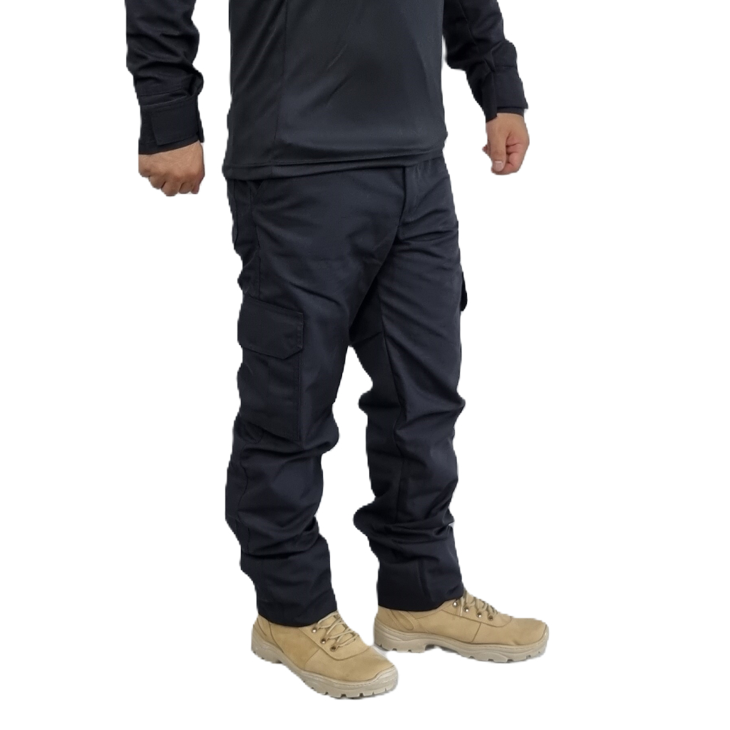 Calça Tática Rip Stop Preta Militar 6 Bolsos — imagem 2 de 2