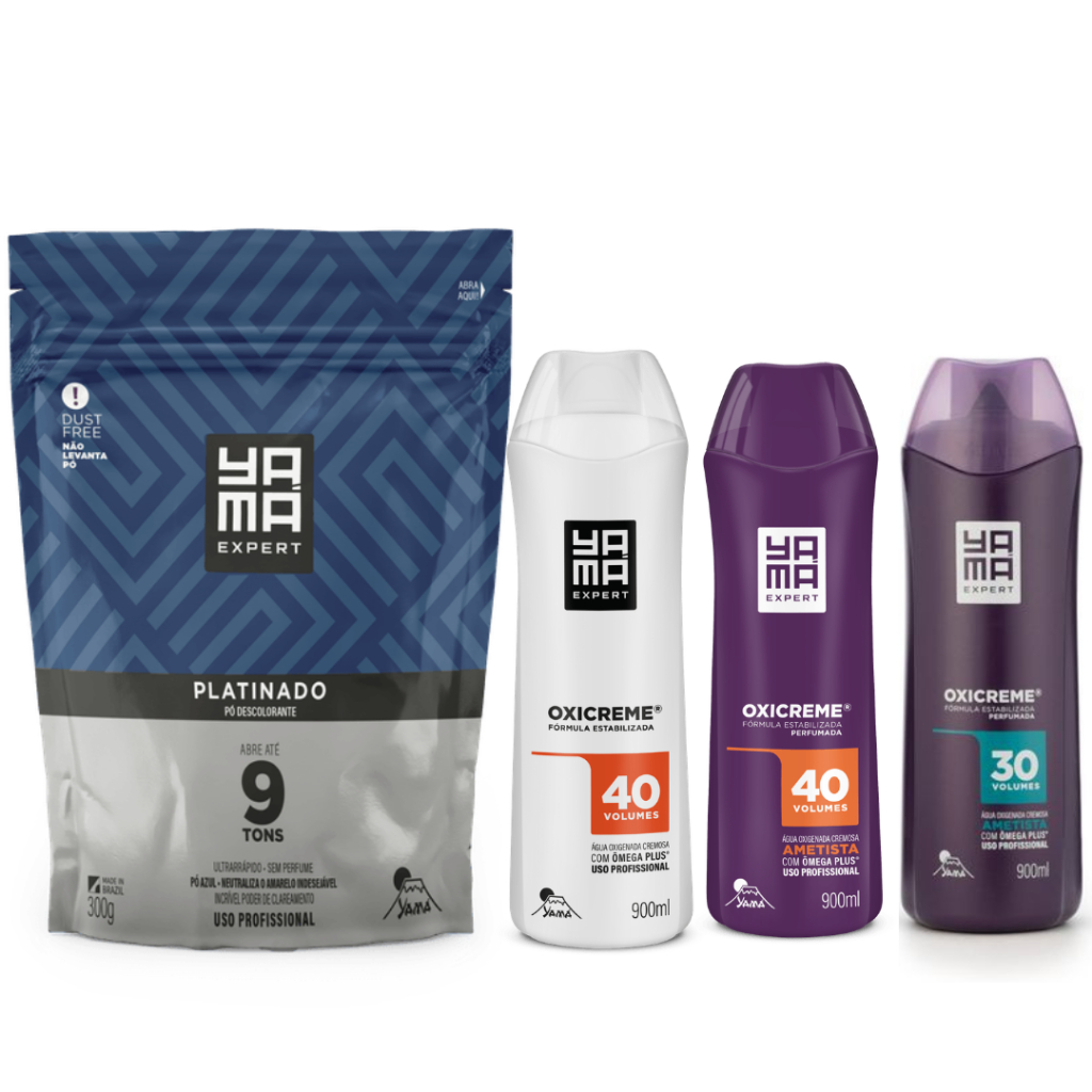 KIT YAMÁ ÁGUA OXIGENADA 900ML +  PO DESCOLORANTE REFIL PLATINADO 300G