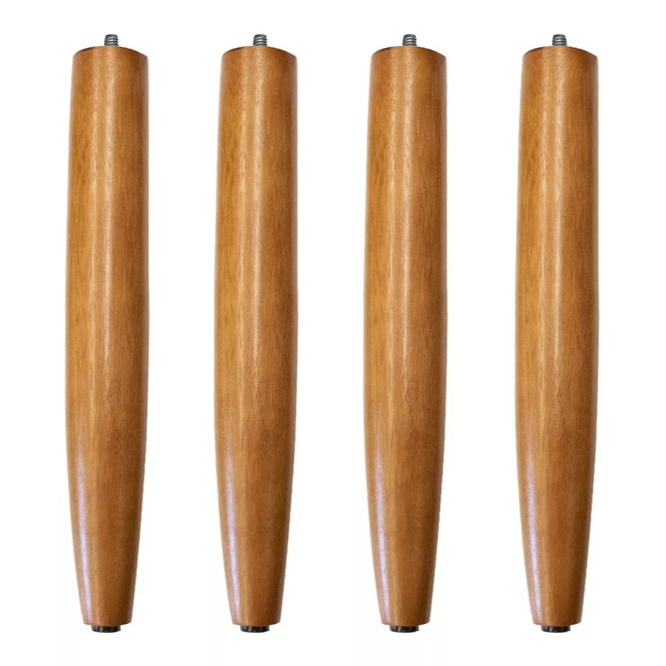 KIT 4 PÉ PALITO 30 CM MADEIRA MACIÇA CASTANHO CLARO Para Poltrona Puff Rack Móveis em geral