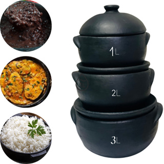 Kit 3 Panelas de Barro Capixaba Curada Para Moqueca Galjnhada Feijoada Comida Caseira 1l, 2l e 3l Não Solta Resíduos em Oferta na Shopee