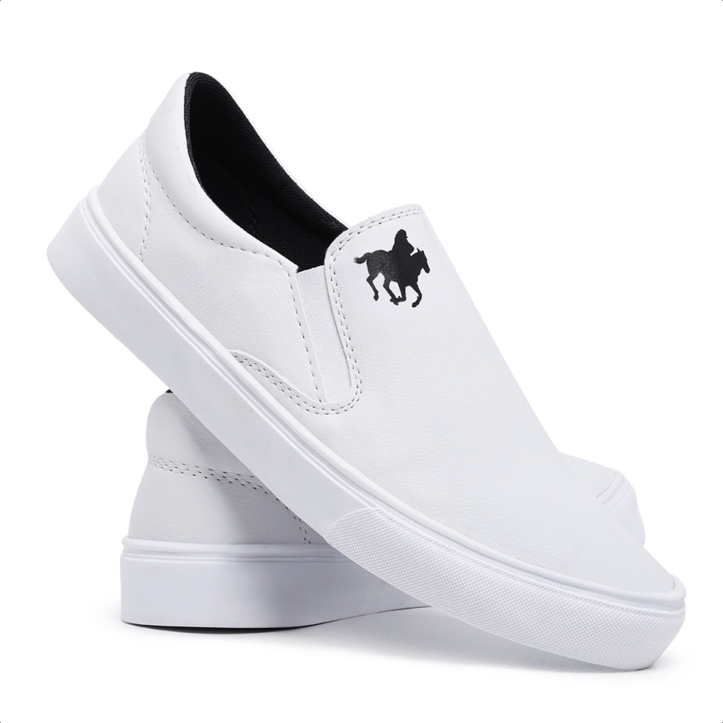Tênis Slip On Polo Branco Enfermagem Médico Hospital Sapatênis Casual Iate Sem Cadarço Confortável