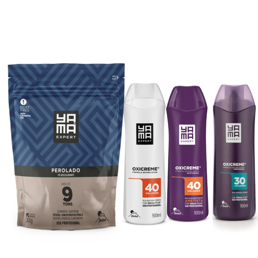 KIT YAMÁ ÁGUA OXIGENADA 900ML + PO DESCOLORANTE REFIL PEROLADO 300G