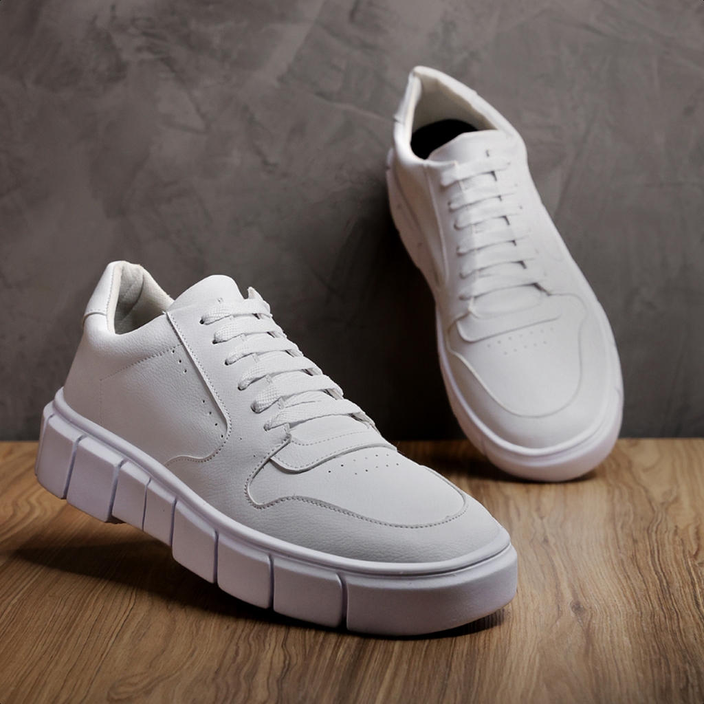 Tenis Masculino Casual sneakers Moderno Branco Sola Alta Tratorada Lançamento em Oferta na Shopee