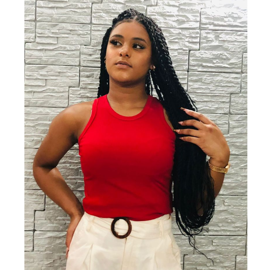 Regata Feminina Canelado Preta Blusinha LIZA  Regatinha  Tendência Preferida das BLOGUEIRAS