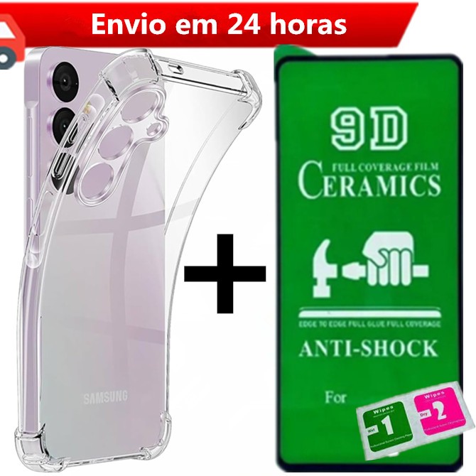 Kit Capa Capinha Transparente + Película 3D Hidrogel Cerâmica Para Samsung Galaxy A04 4G A04S A04E A14 A24 A34 A54 5G