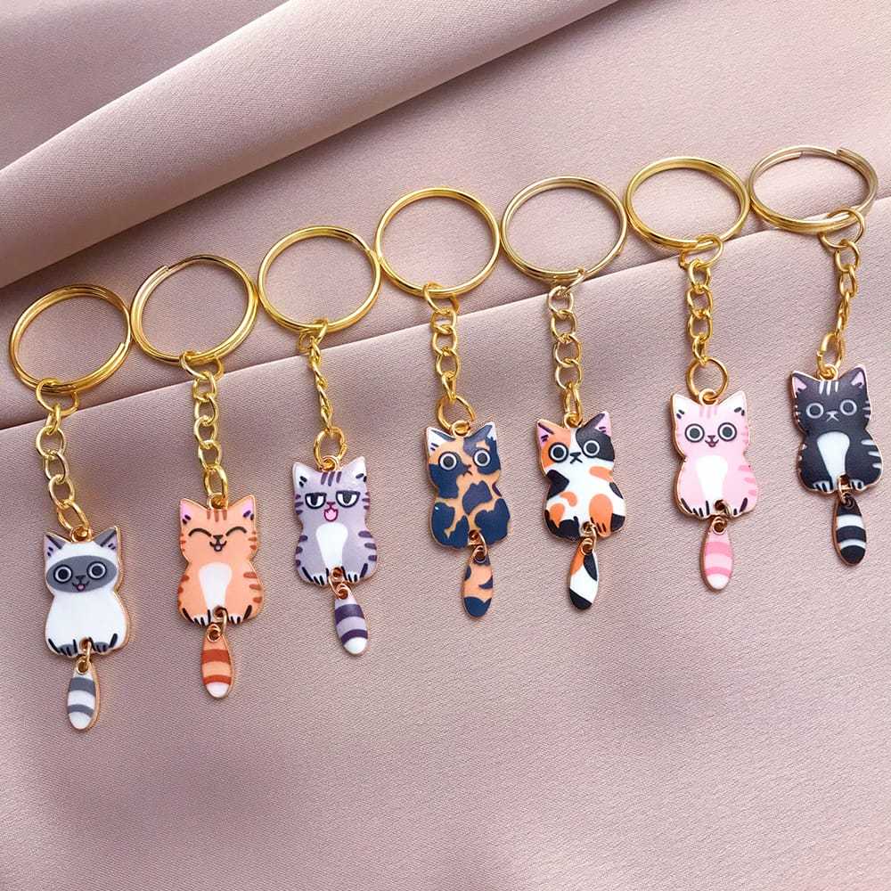 Chaveiros Gatinhos Gato Laranja Frajola Siamês Cinza Tricolor Escaminha Pingente Gato Cat ...