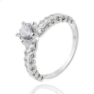 Anel de Prata 925 Legítima Solitário 6mm Fileira Dupla Zircônias Laterais em Oferta na Shopee