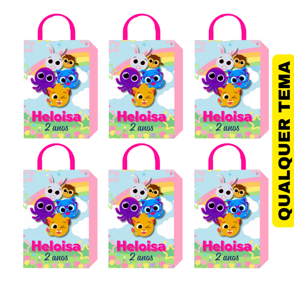 Sacolinha Personalizada Aniversário PEGUE E MONTE Lembrancinha Bolofofos
