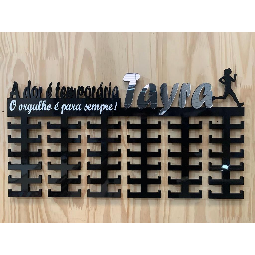 Porta Medalha em MDF 6mm Personalizado A dor e Temporária Nome Espelhado Masculino ou Feminino em Oferta na Shopee