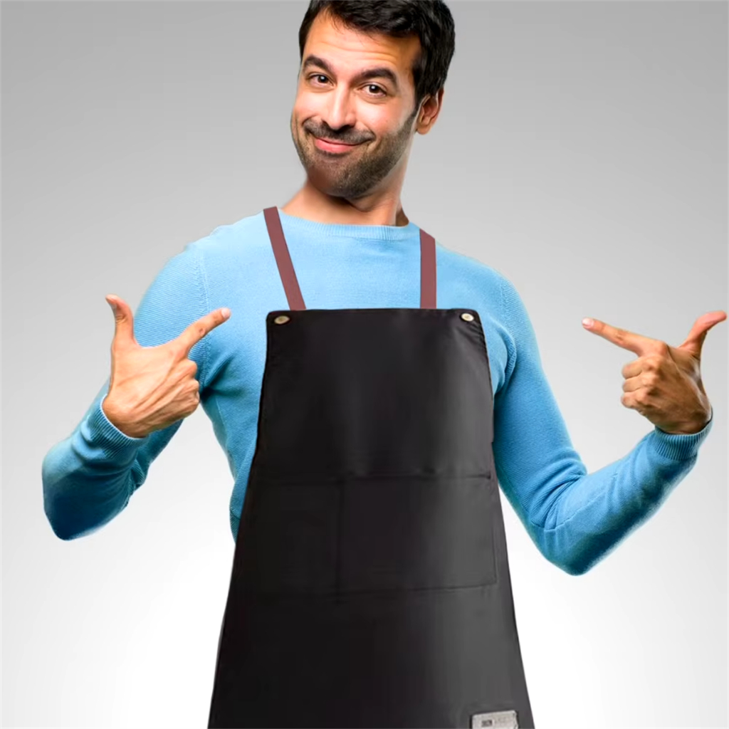 Avental de cozinha resistente a óleo e água, com grandes bolsos frontais e babador ajustável para o cozinheiro doméstico