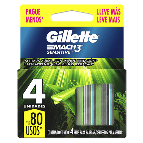 gillette mach 3 sensitive c/4 unidades
