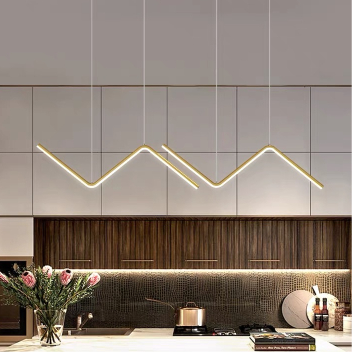 Luminária Pendente Ouro Duplo Minimalista Led Clean Raio 3cors bivolt