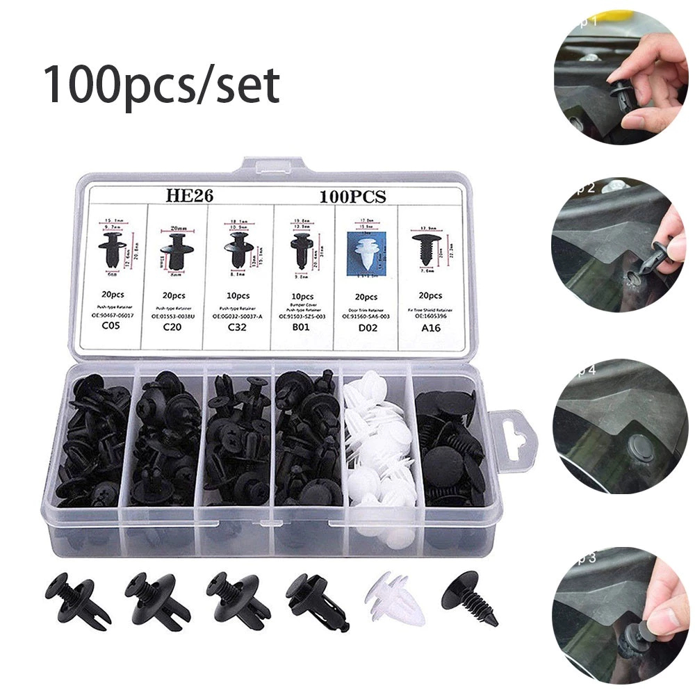 Kit Jogo 100 peças Grampo Presilha Automotivo Reparo Revestimento carro Para Choque Painel Porta em Oferta na Shopee