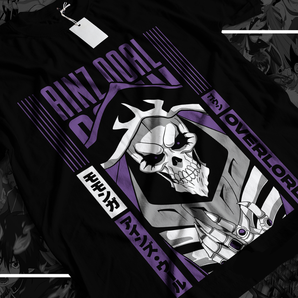 Camisa Overlord Ainz Ooal Gown Blusa Camiseta de Anime 100% Algodão